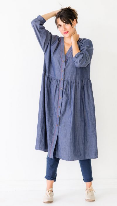 Lazybones Eleanor Dress In Chambray The Dressing Room Nz