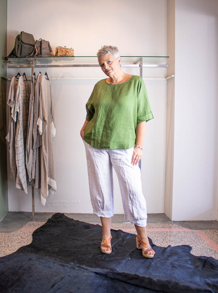 Womens Natural Linen 7/8 Pants- The Dressing Room NZ