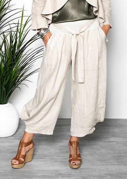 Women's Natural Linen Harem Style Pants - The Dressing Room NZ
