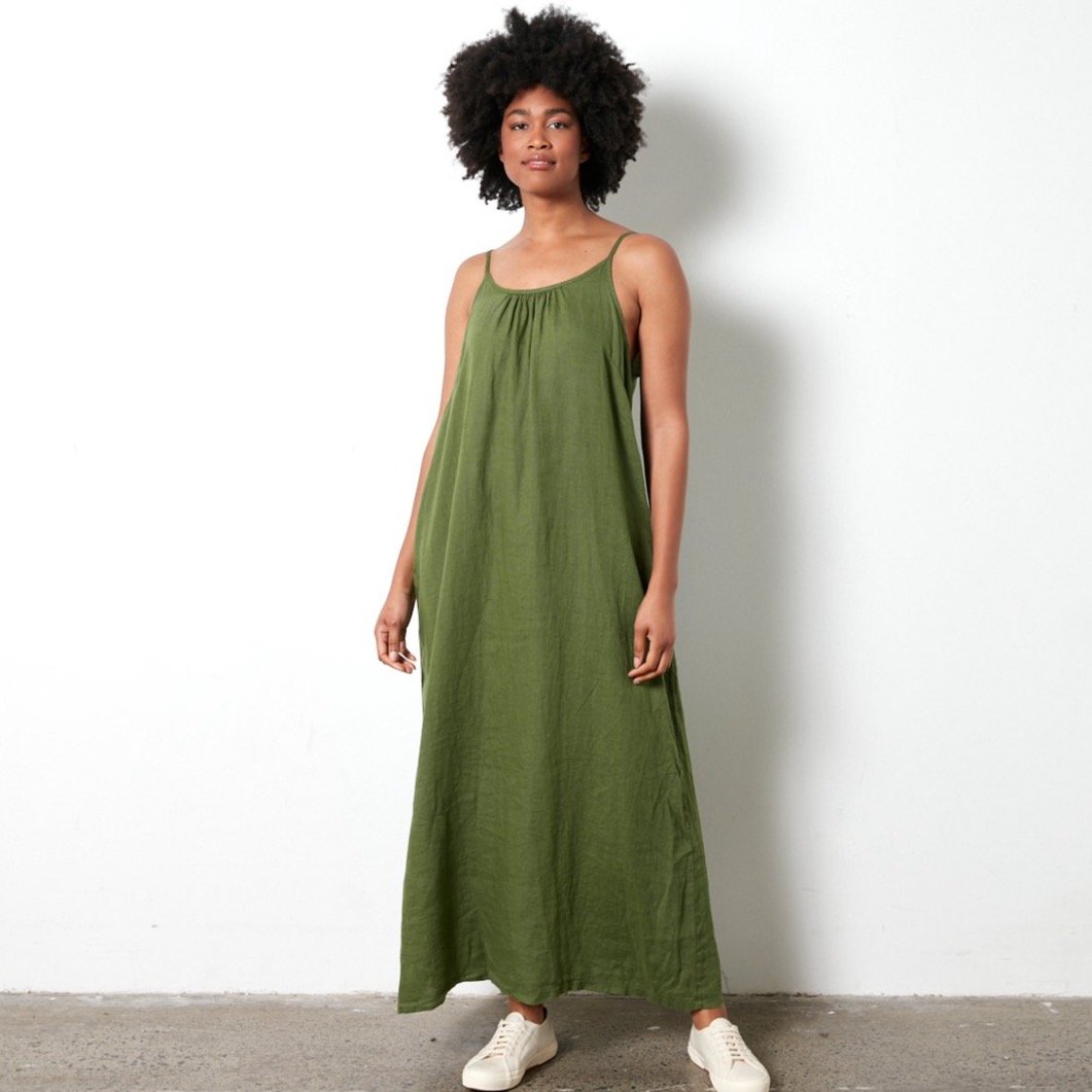 Womens Natural Linen Slip Dress Shorter Length- The Dressing Room NZ