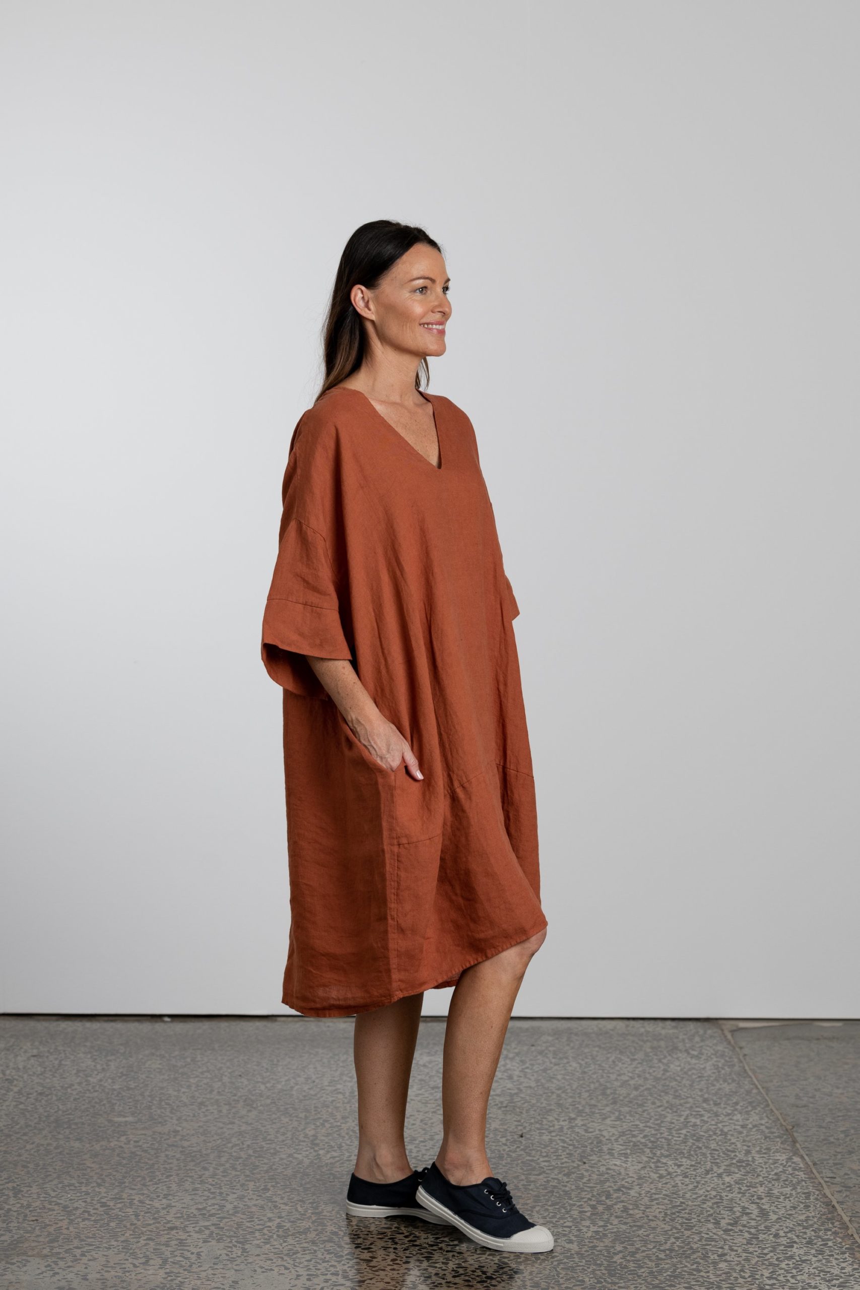 Natural Linen Oversized Tunic Dress 3 Natural Linen Oversized Tunic Dress Side