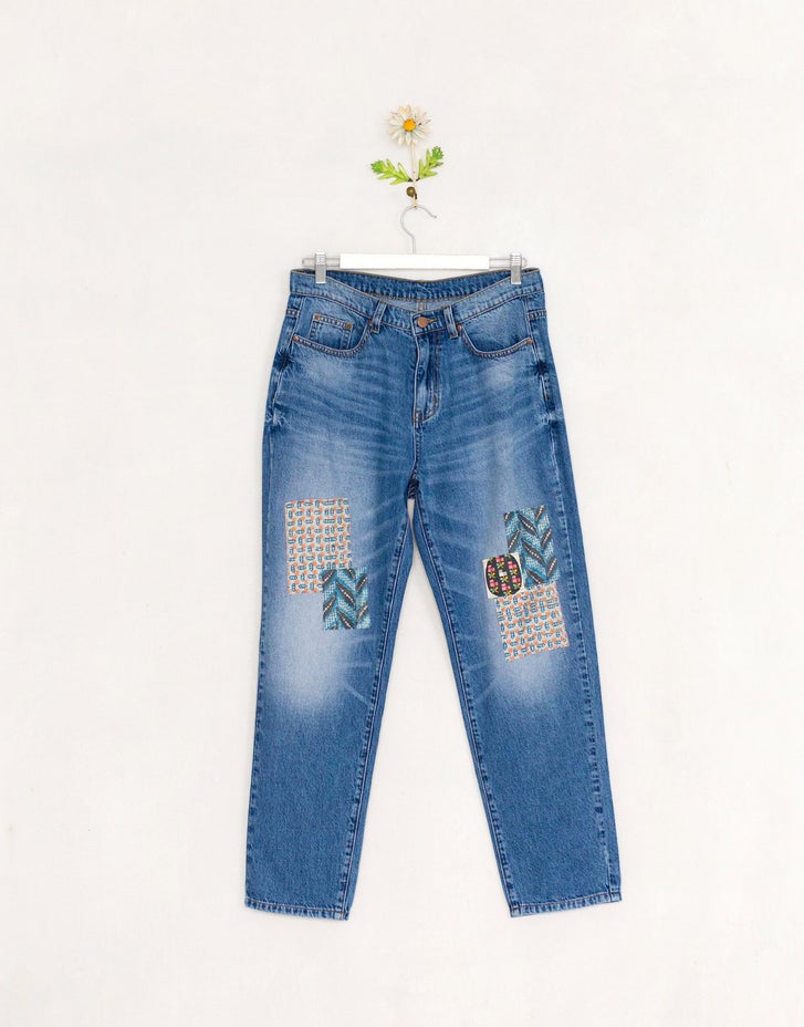 Women's Organic Cotton Patched Jeans 1