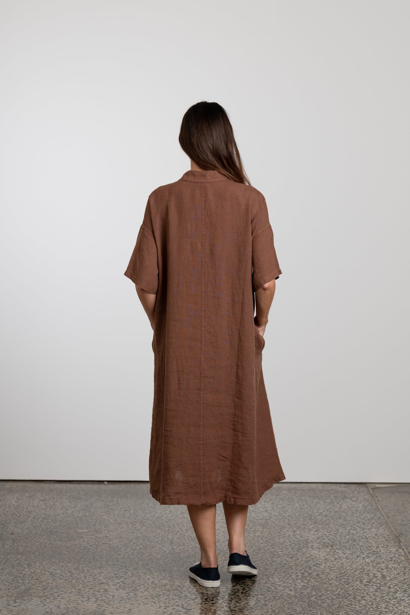 Classic Natural Linen Shirt Dress
