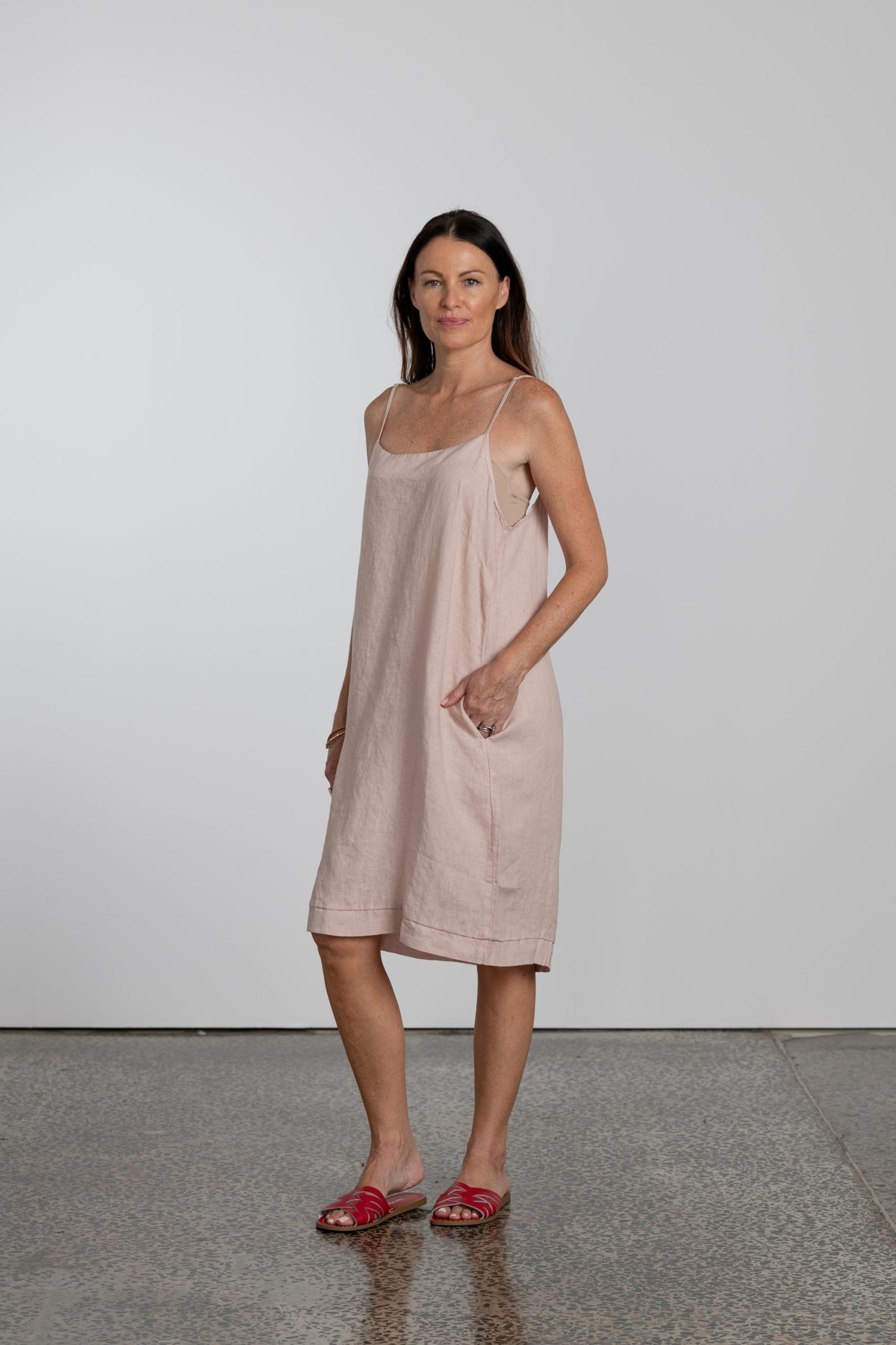 Women's Natural Linen Slip Dress Short 2 Women's Natural Linen Slip Dress Short