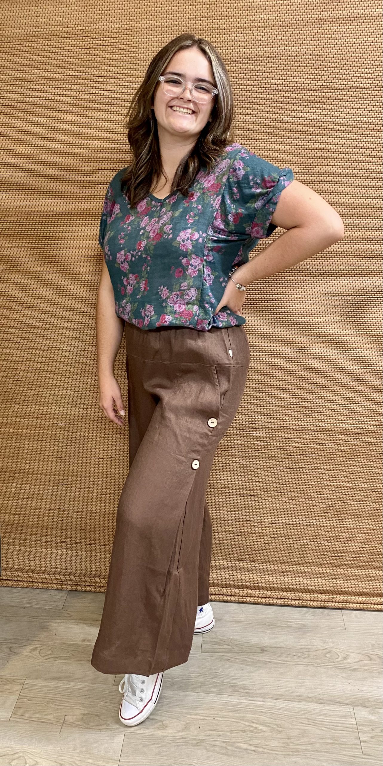 Women's Natural Linen Wide Leg Pants Chocolate Brown Women's Natural Linen Wide Leg Pants Chocolate Brown