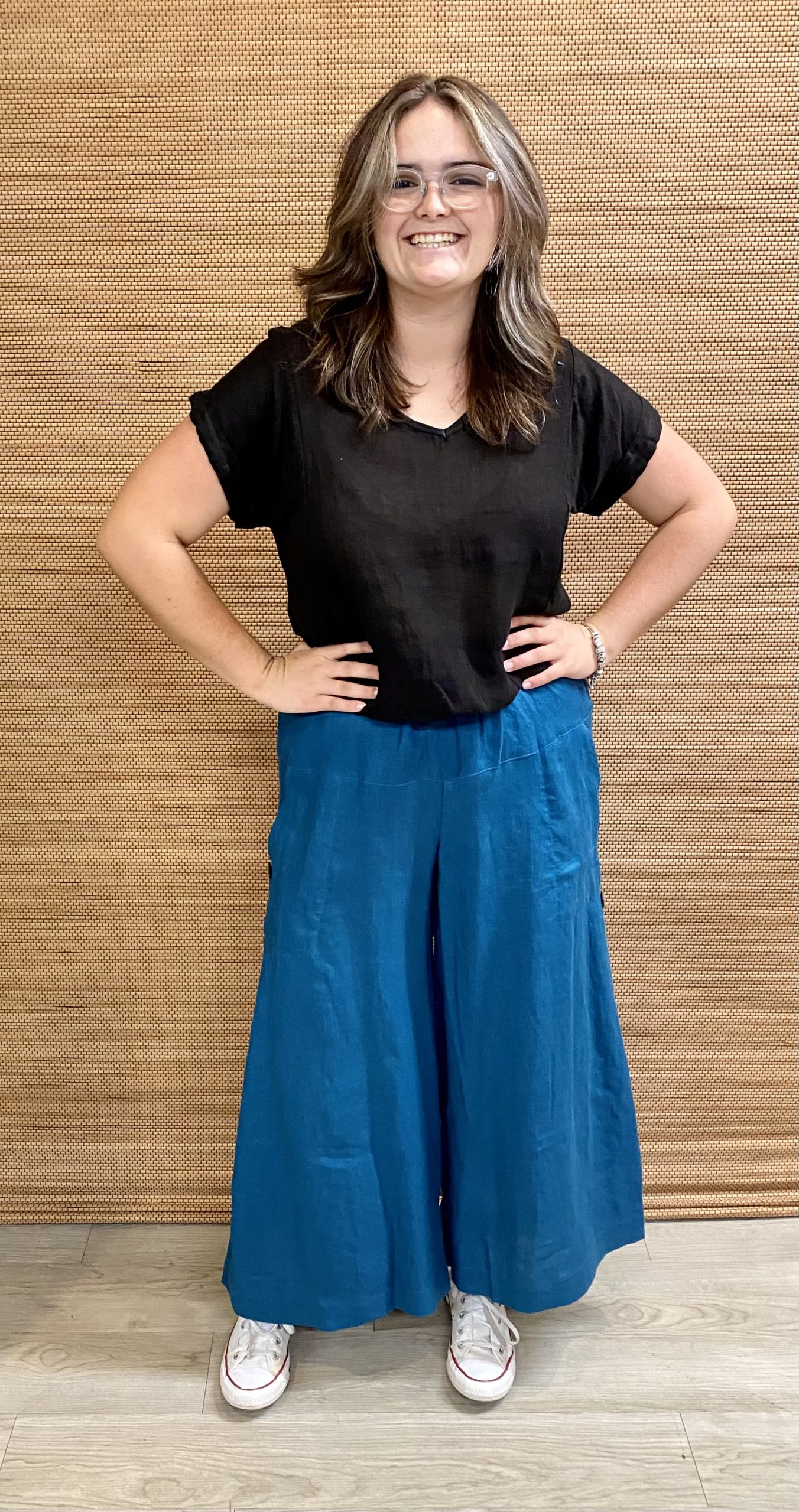 Women's Natural Linen Wide Leg Pants Teal Blue Women's Natural Linen Wide Leg Pants Chocolate Teal Blue