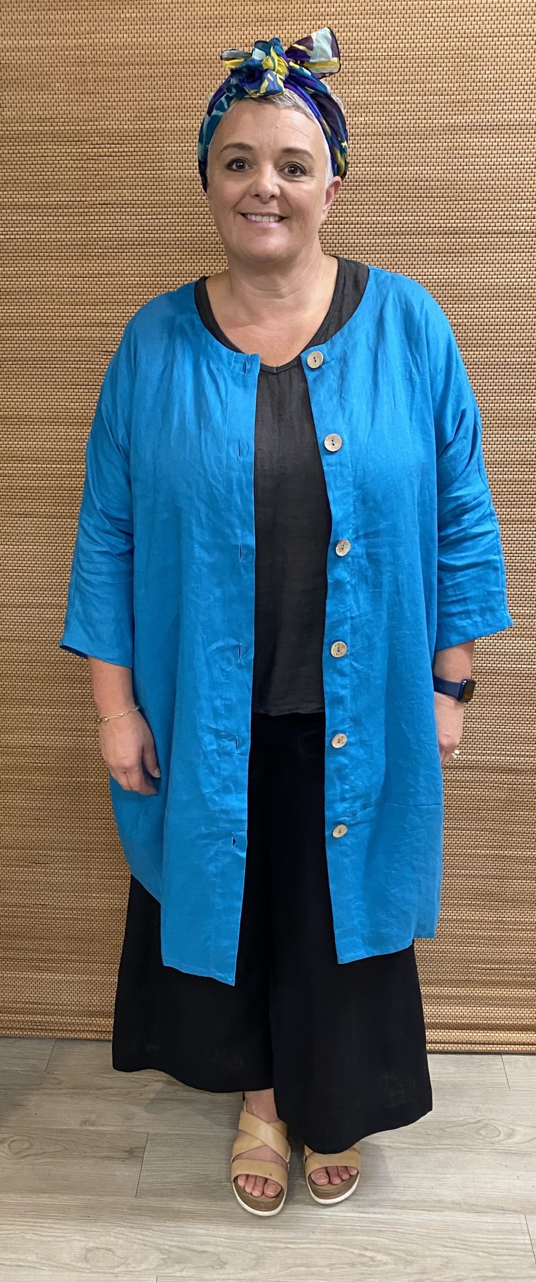 5F6AFDC9-6599-41E6-BD63-91934F5063B9 Women's Natural Linen Wide Leg Pants Black