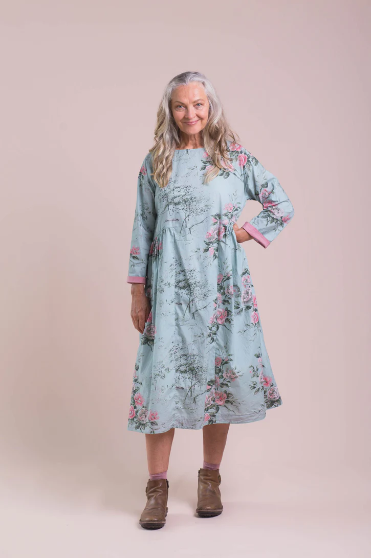 Women's Natural Organic Cotton Floral Dress - The Dressing Room NZ