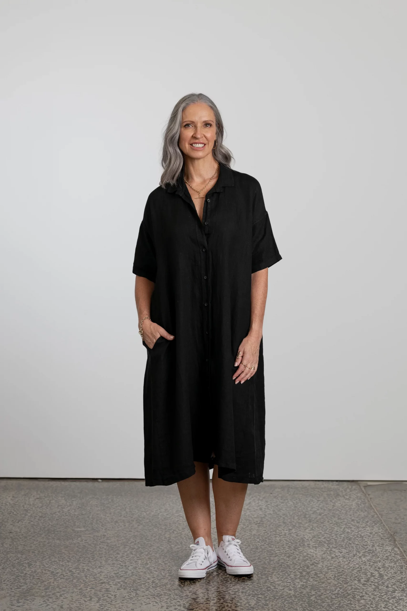 Classic Shirt Dress Black